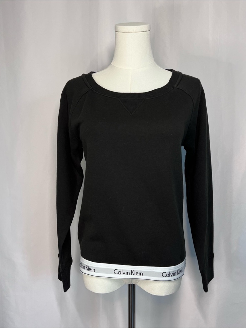Calvin Klein Black Long Sleeve Sweatshirt with White Logo Hem